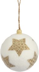 H & L Vánoční ozdoba koule 8cm, bílá slámová hvězda 