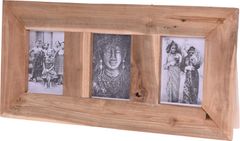 H & L Dřevěný fotorámeček na 3 fotky, 55x28cm, teakové dřevo J11800030