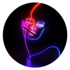 Styler Nástěnné hodiny NEON sklo průměr 30 cm