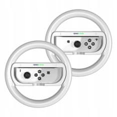 JYS 2x volant + držák 2v1 pro Nintendo Switch OLED a Nintendo Switch/bílá