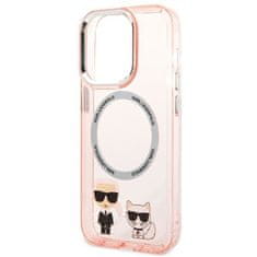 Karl Lagerfeld KLHMP14XHKCP hard silikonové pouzdro iPhone 14 PRO MAX 6.7" pink Karl & Choupette Aluminium Magsafe