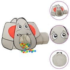 Greatstore Dětský stan na hraní motiv slona s 250 míčky šedý 174x86x101 cm