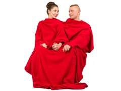 Froster Červená hřejivá deka s rukávy pro pár