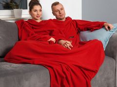 Froster Červená hřejivá deka s rukávy pro pár