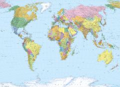 KOMAR Products papírová fototapeta 4-050 World Map, rozměry 254 x 184 cm