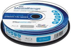 MediaRange BD-R BLU-RAY 50GB 6x DoubleLayer PRINTABLE spindl 10pck/bal