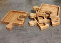 Dřevěné misky na oříšky ve tvaru puzzle