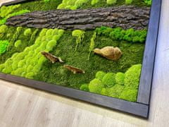 ProfiMech Mechový obraz mix mechu -dřeviny - rostliny 200*100cm - dřevěný rám černý