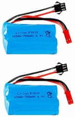 YUNIQUE GREEN-CLEAN 2ks dobíjecí Lipo baterie (6.4V 750mAh) pro auto pro A959-A A969-A A979-A K929-A RC Truck 16500