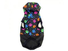 Maximin Zateplená softshellová bunda pro psa, nepromokavá - vzor "barevné tlapky", velikost M