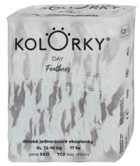 KOLORKY DAY - peří - XL (12-16 kg) - 17 ks - jednorázové eko plenky