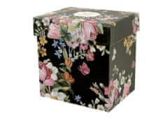 Duo Porcelanový hrnek na čaj s infuzerem Vintage flowers black 380ml v dárkové krabičce