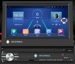 Essgoo 1DIN Android 10 GPS autorádio s výsuvným 7" LCD, 4GB/64GB CarPlay
