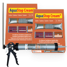 AquaStop Cream Duobox (12x "salám" 0,5 l )+ pistole - injektážní krém proti vzlínající vlhkosti