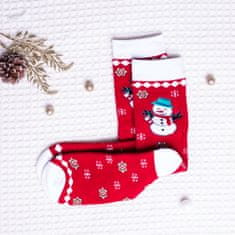 Star Socks Pánské vzorované ponožky Snowman červené 39-42
