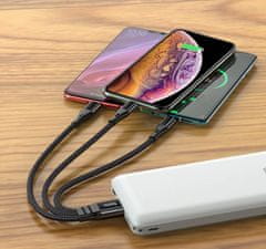 Maximin 3v1 USB kabel s microUSB, Type-c a Lightning konektorem, 0.25 metrů