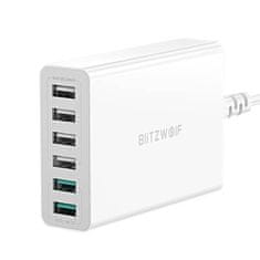 Blitzwolf BW-S15 síťová nabíječka 6x USB QC 60W, bíla