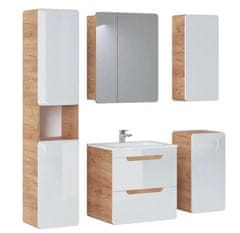 COMAD Závěsná koupelnová skříňka se zrcadlem Aruba 841 2D dub craft zlatý