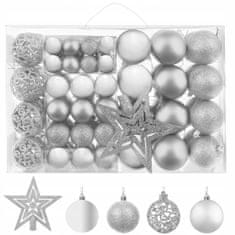 Iso Trade Vánoční koule - ozdoby + hvězda 100ks | stříbrné