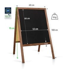 PRINTCARE Oboustranné dřevěné reklamní áčko s křídovou tabulí 60x100 cm + křídová fixa, SADA 8 barev
