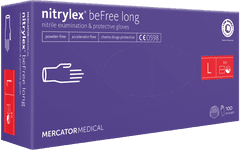 MERCATOR MEDICAL NITRYLEX BEFREE LONG Jednorázové nitrilové zdravotnické rukavice 100 ks velikost L