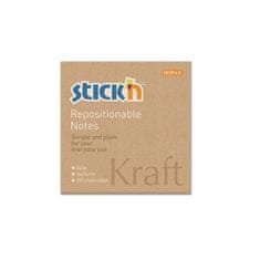 STICK´N Samolepicí bloček "Kraft Notes", hnědá barva, 76 x 76 mm, 100 listů, 21639