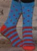 Veselé ponožky Pruh, puntík vel. 36-40 modré