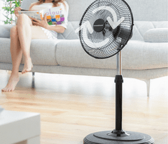 InnovaGoods Oscilační stojanový ventilátor, otáčení 360°, 60 W, černý