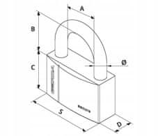 Gerda Visací zámek KSWS S70 Satin Shackle