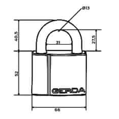 Gerda Certifikovaný visací zámek 106 Zirkon třídy 6 se 3 klíči