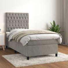 Greatstore Box spring postel s matrací světle šedá 80 x 200 cm samet