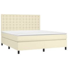 Greatstore Box spring postel s matrací krémová 160x200 cm umělá kůže