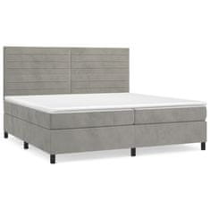 Greatstore Box spring postel s matrací světle šedá 200x200 cm samet