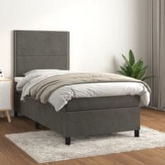 Greatstore Box spring postel s matrací tmavě šedá 80 x 200 cm samet