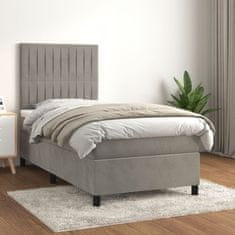 Greatstore Box spring postel s matrací světle šedá 80 x 200 cm samet