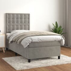 Greatstore Box spring postel s matrací světle šedá 80 x 200 cm samet