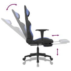 Vidaxl Herní židle s podnožkou černá a modrá textil