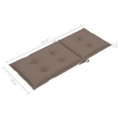 Greatstore Podušky na zahradní židle 4 ks taupe 120 x 50 x 7 cm