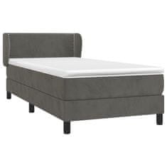 Greatstore Box spring postel s matrací tmavě šedá 80 x 200 cm samet