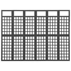 Petromila 6dílná dělicí stěna / treláž masivní jedle černá 242,5 x 180 cm