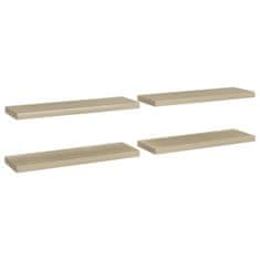 Vidaxl Plovoucí nástěnné police 4 ks dub 80 x 23,5 x 3,8 cm MDF