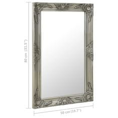 Vidaxl Nástěnné zrcadlo barokní styl 50 x 80 cm stříbrné