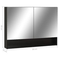 Greatstore LED koupelnová zrcadlová skříňka černá 80 x 15 x 60 cm MDF
