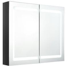 Greatstore LED koupelnová zrcadlová skříňka lesklá černá 80 x 12 x 68 cm