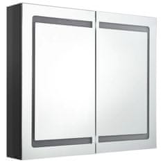 Greatstore LED koupelnová zrcadlová skříňka lesklá černá 80 x 12 x 68 cm