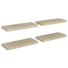 Vidaxl Plovoucí nástěnné police 4 ks dubové 60 x 23,5 x 3,8 cm MDF