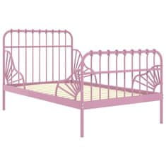 Vidaxl Prodloužitelný rám postele růžový kov 80 x 130/200 cm