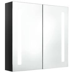 Greatstore LED koupelnová skřínka se zrcadlem zářivě černá 62 x 14 x 60 cm