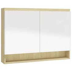 Vidaxl Koupelnová skříňka se zrcadlem 80x15x60 cm MDF bílá a dubová