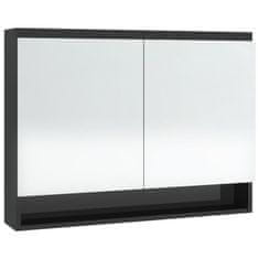 Greatstore Koupelnová skříňka se zrcadlem 80 x 15 x 60 cm MDF zářivě černá